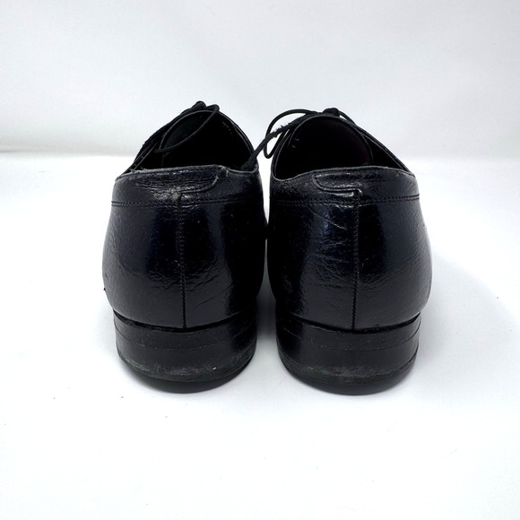 Vtg Florsheim Men’s 9D Black Leather Cap Toe Oxford Dress Vibram Flaws main image 11